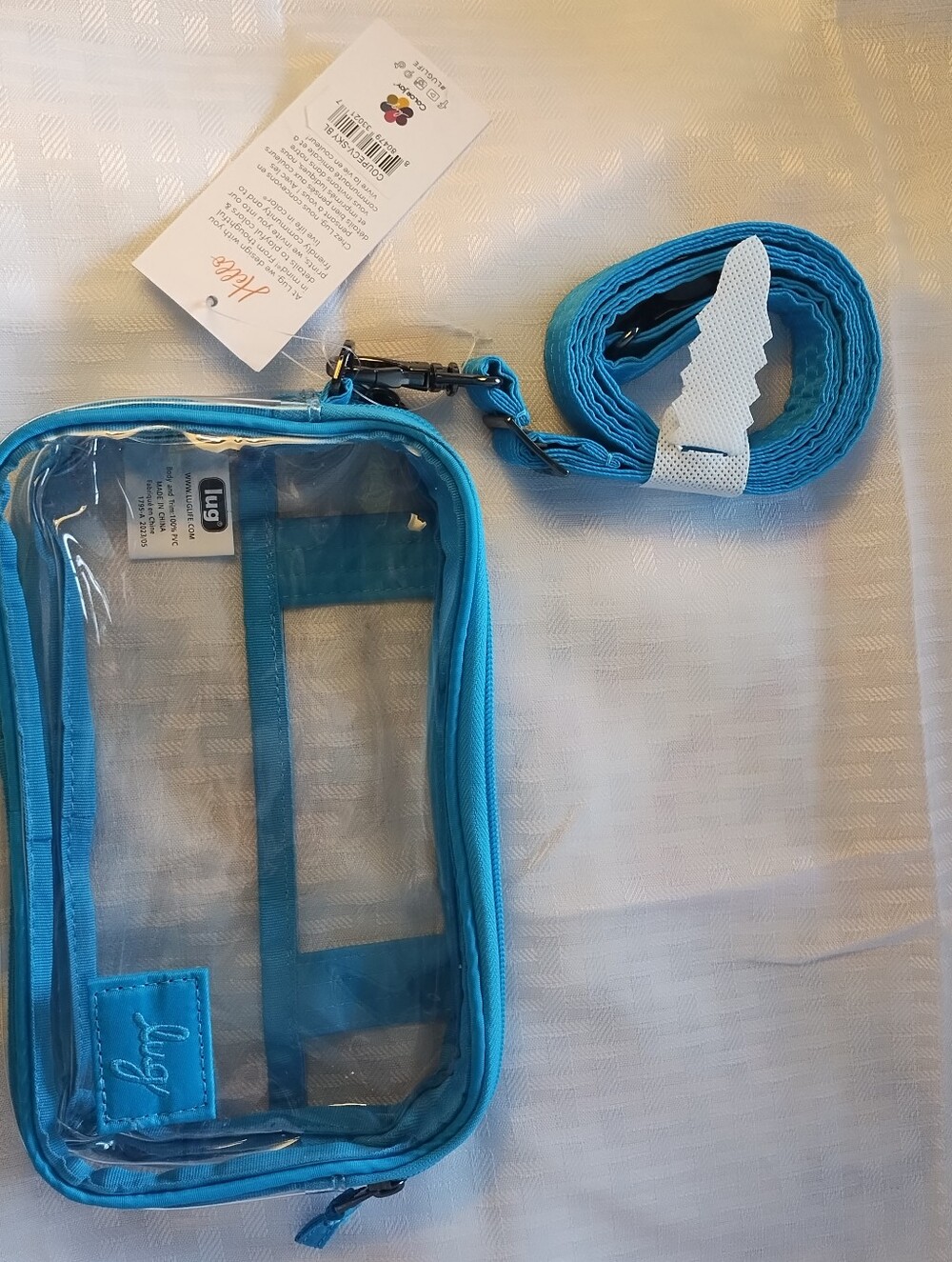 NWT LUG Transparent Crossbody Bag with Sky Blue Trim